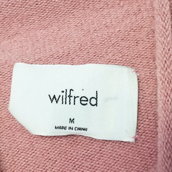 Aritzia Wilfred Cyprie Sweater M 100% Merino Wool Mockneck Jumper Pink Cozy $138 - Picture 5 of 14